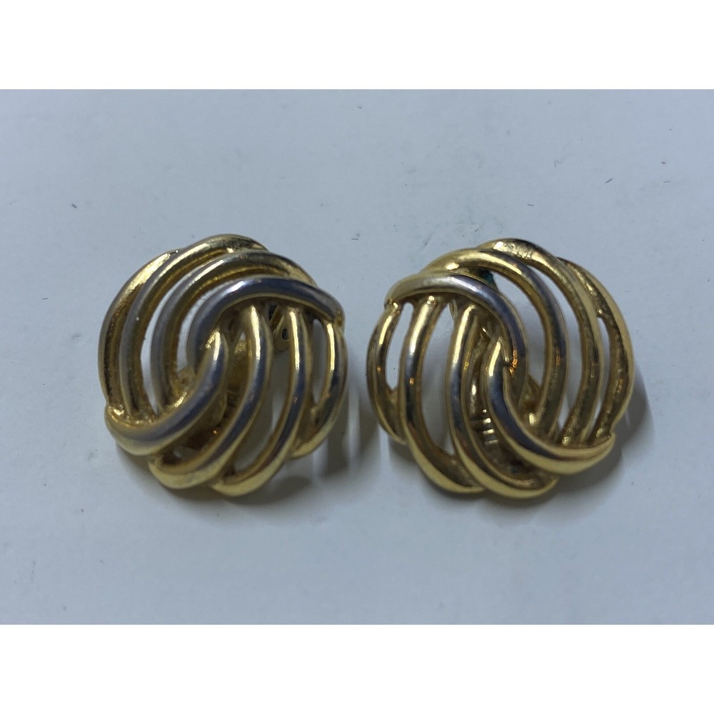 Vintage 1990s Monet Gold Tone Knot Clip On Earrings